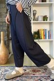 Scamp Raw Seam Barrel Pant Navy